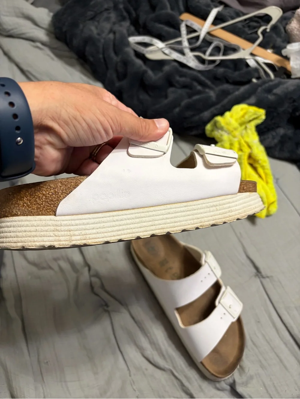 Birkenstock Papillio White Arizona platform sandals size 39/8